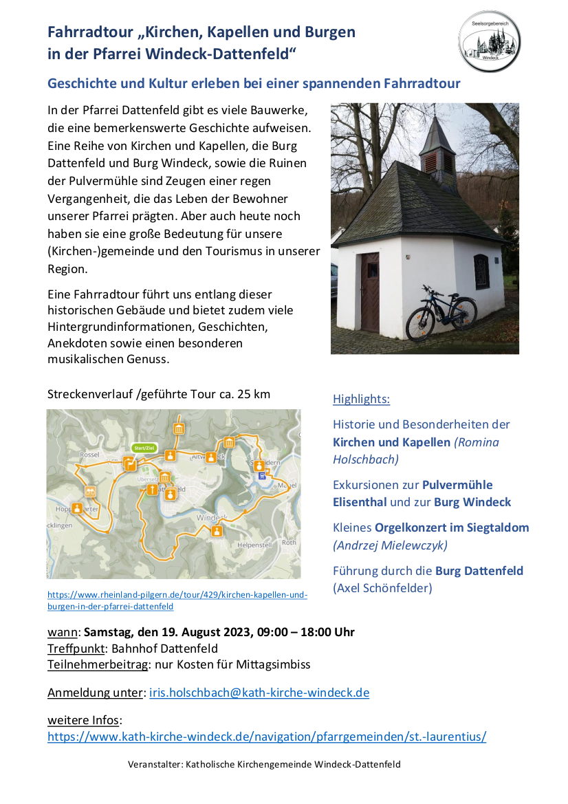Fahrradtour Kirchen,Kapellen und Burgen