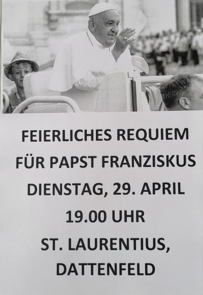 Requiem für Papst Franziskus Windeck