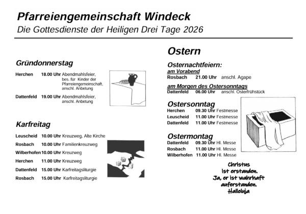 Gottesdienste an den drei heiligen Tagen
